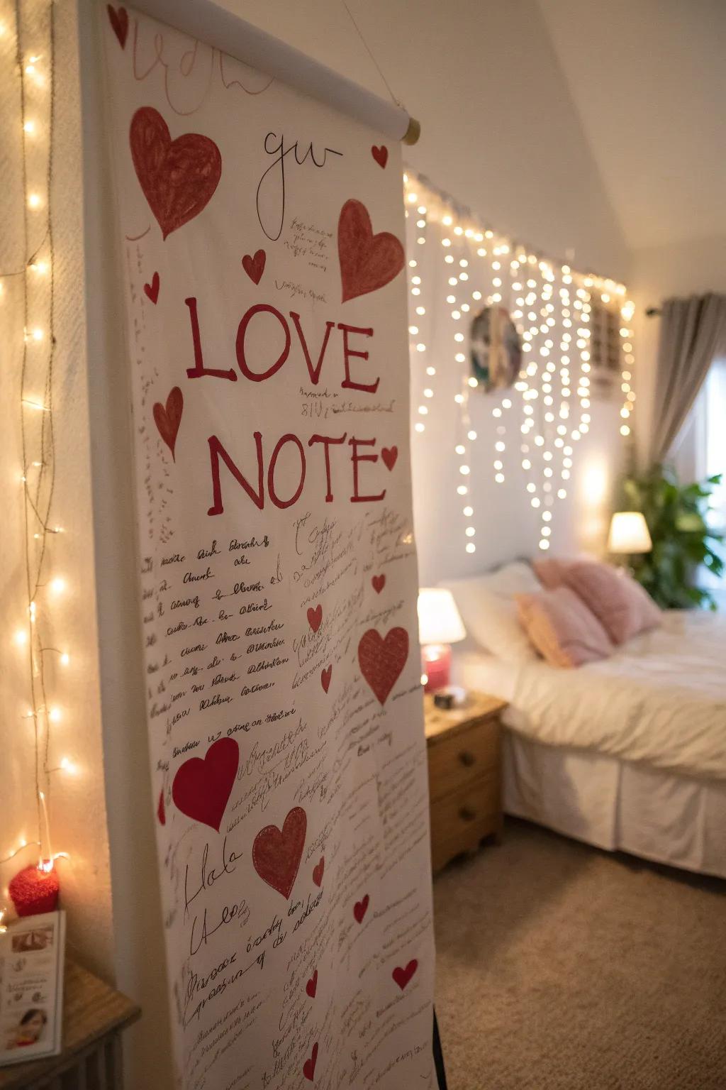 Show affection with a heartfelt love note poster.