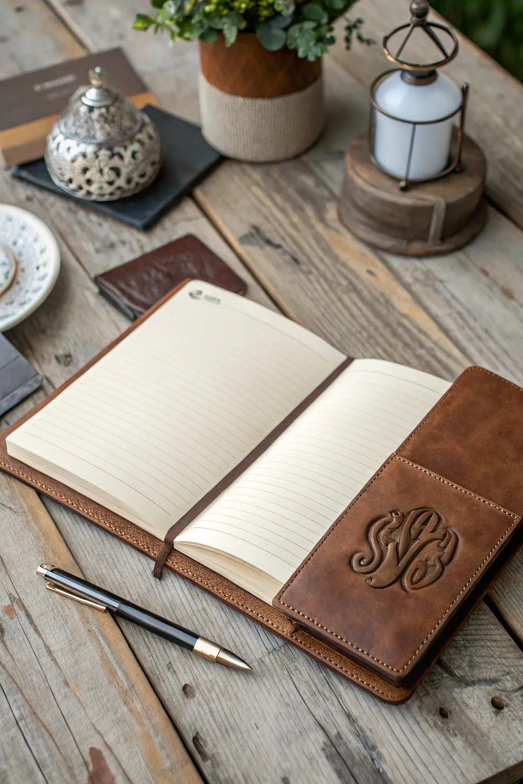 A customized leather journal that holds her thoughts and dreams.