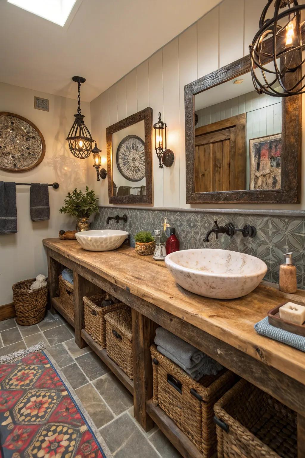 Add vintage appeal with character-rich reclaimed wood countertops.