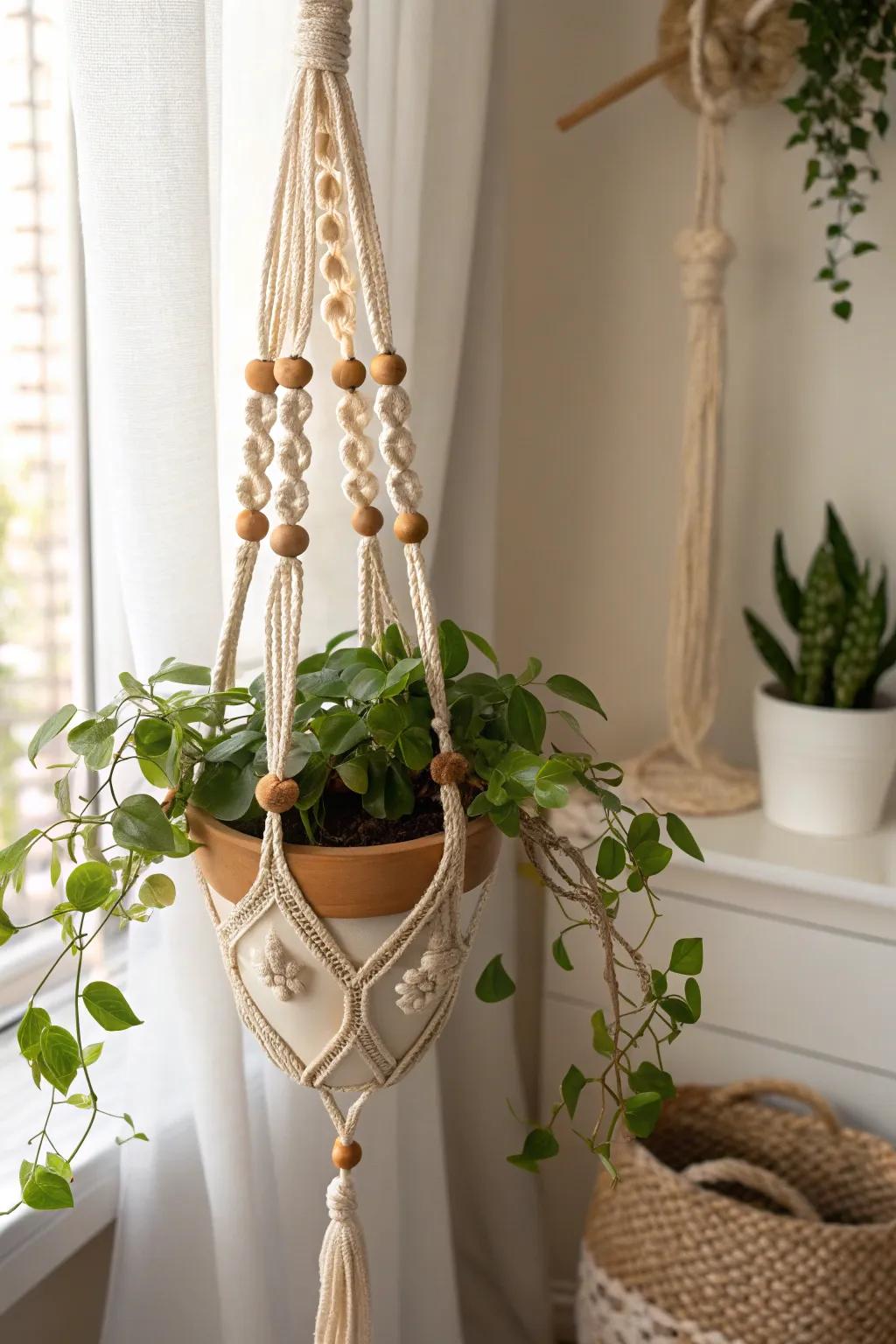 Elevate your gift-giving with a handcrafted macramé plant hanger—perfect for adding a touch of boho charm to any space.