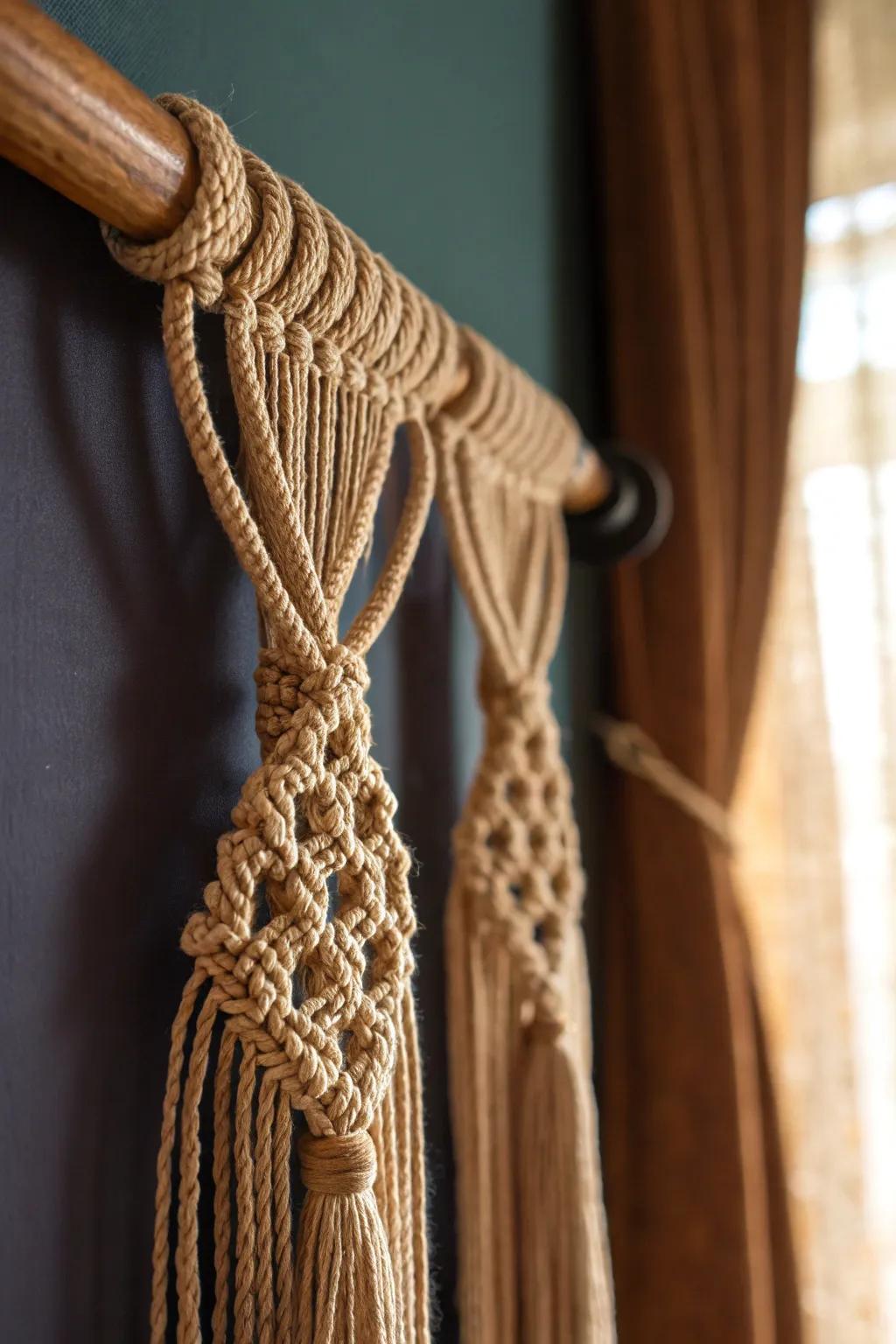 Elevate your space with handcrafted macramé holders for a touch of boho elegance.