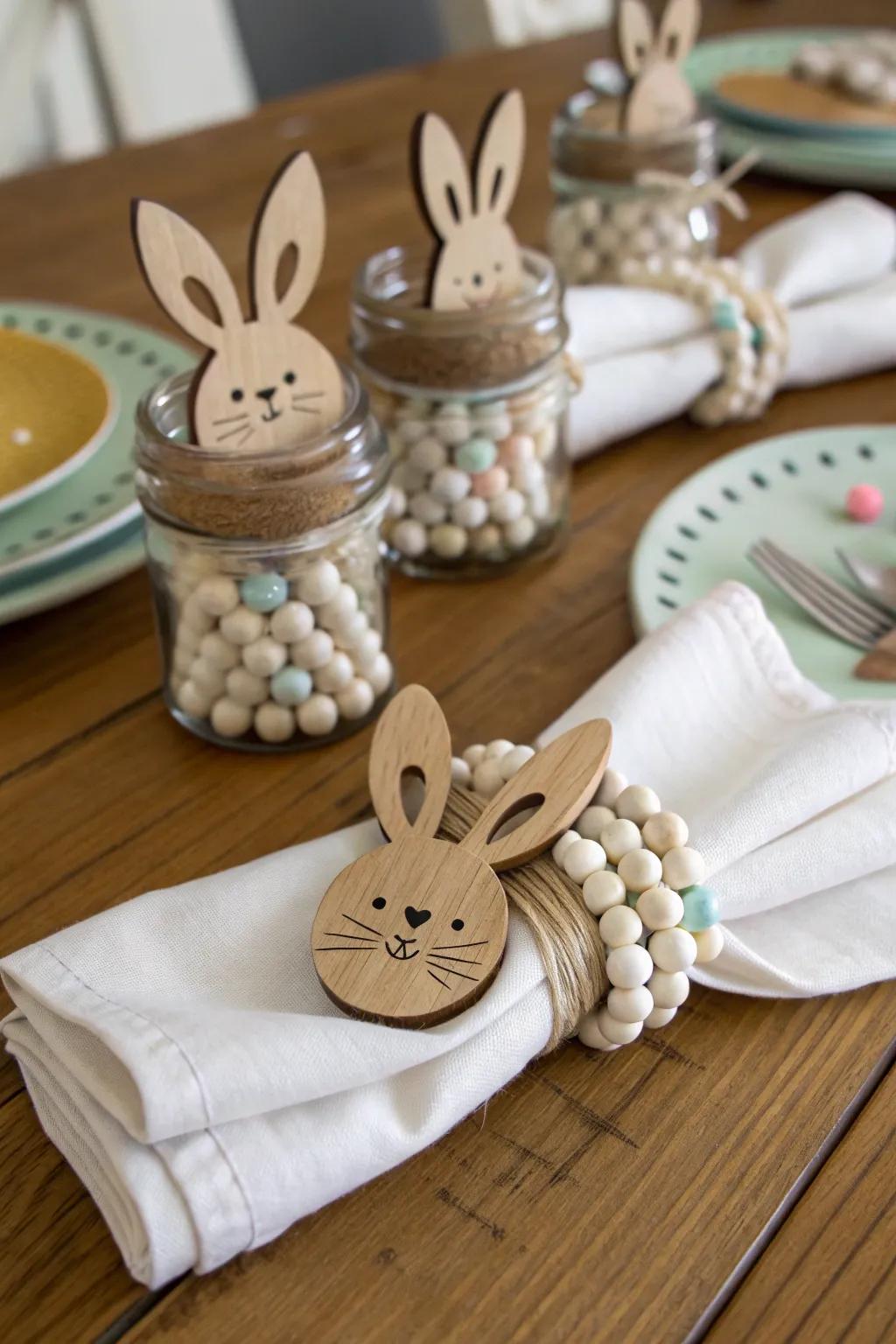 Wood bead Easter bunnies are versatile and charming additions to your Easter decor.