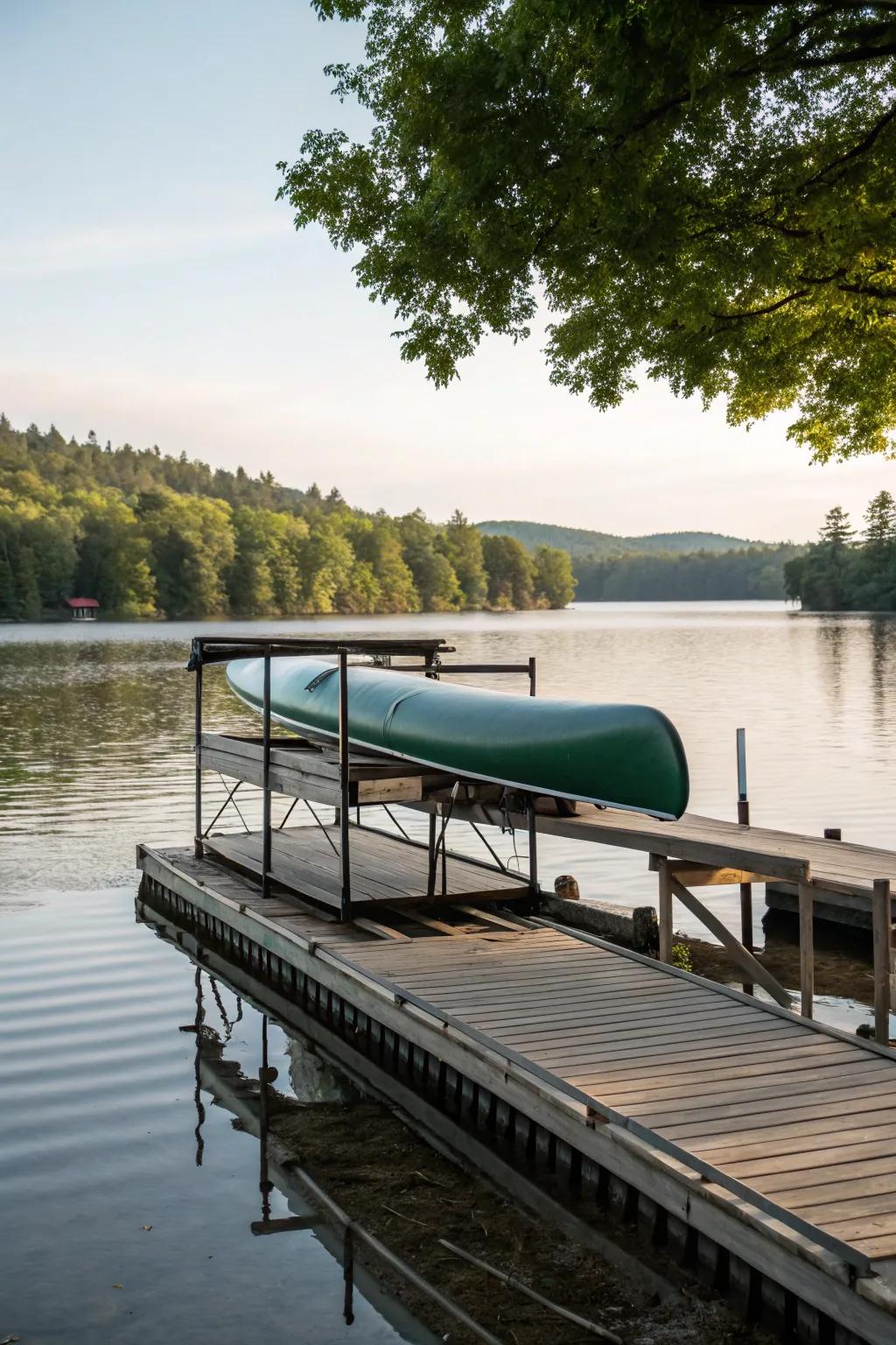 Keep your canoe ready for adventure with a dockside rack.