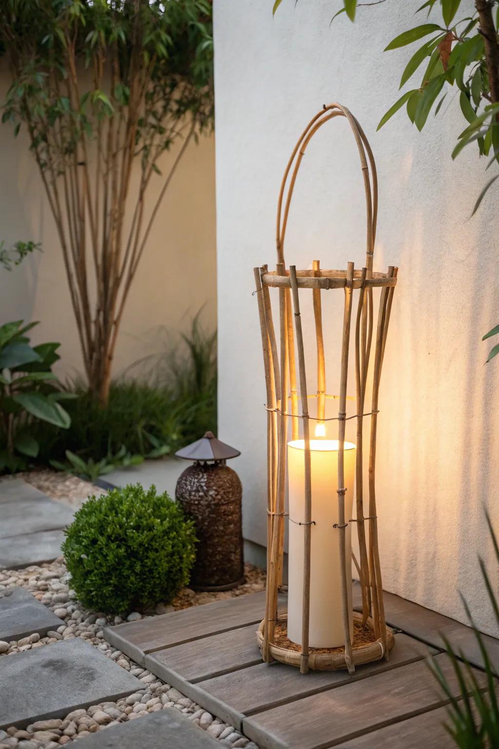 Illuminate your outdoor space with the warm glow of bamboo lanterns, where simplicity meets natural elegance.
