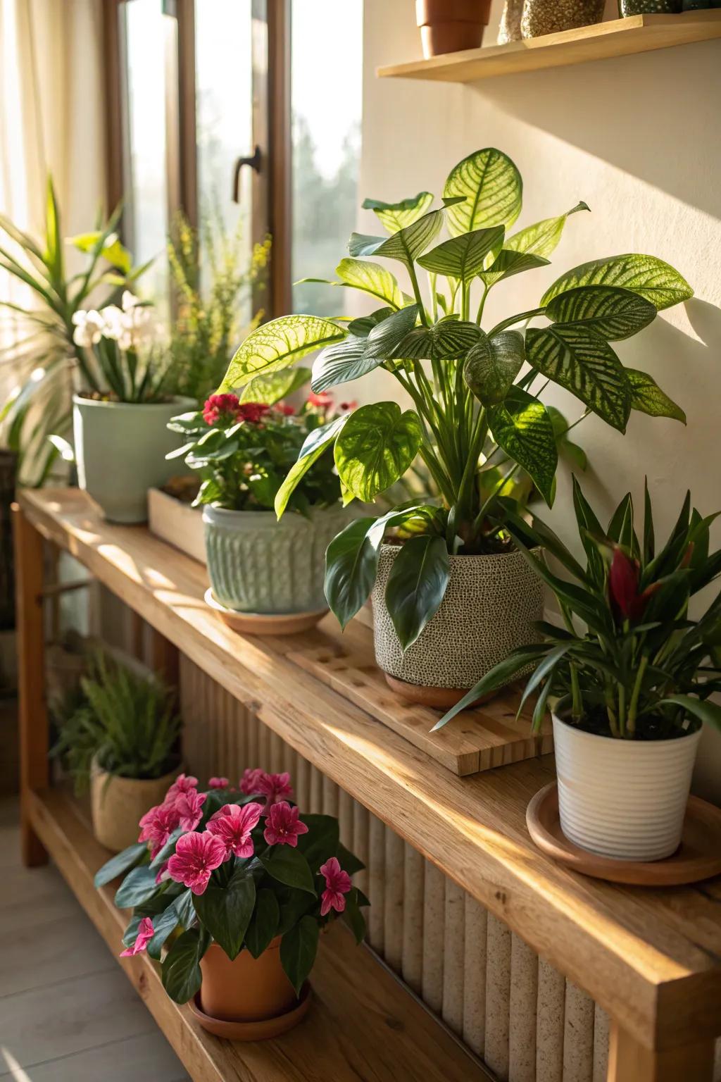 Houseplants add fresh life and color to indoor spaces.