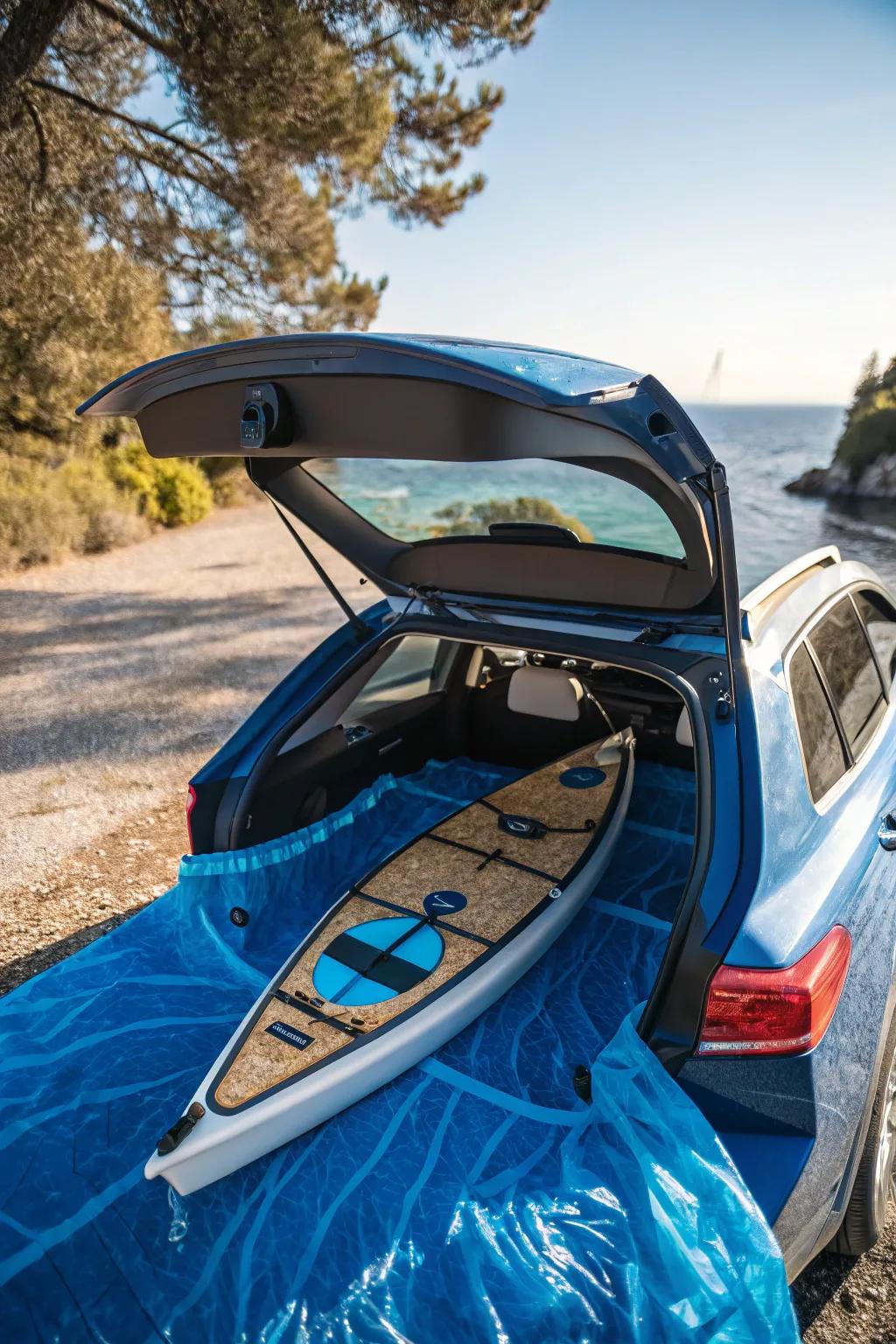 Make waves with a kayak-themed trunk display.