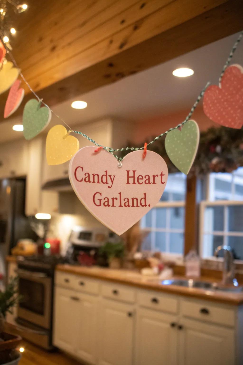 Sweeten your decor with a candy heart garland.