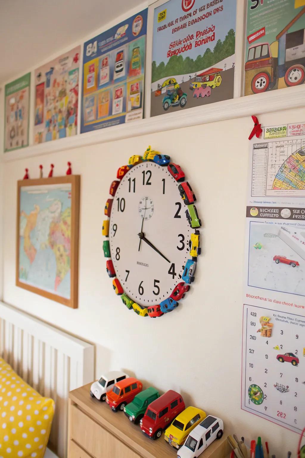 Drive into fun with a matchbox car clock.