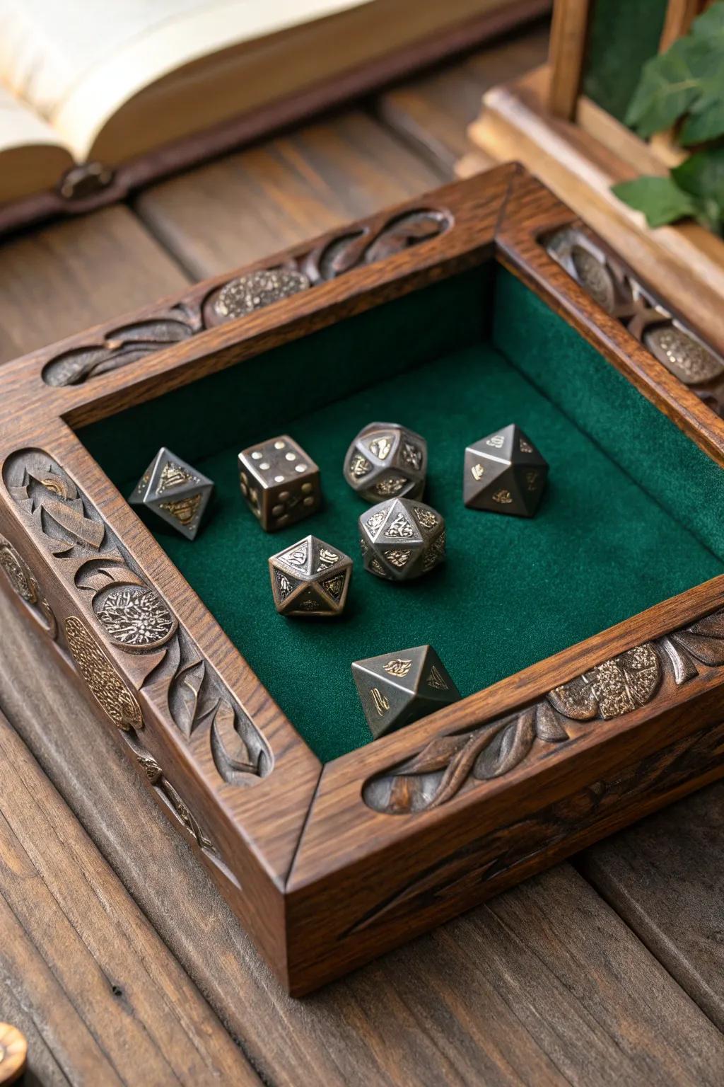 Elevate your game night with a meticulously crafted dice tray, where elegance meets functionality.