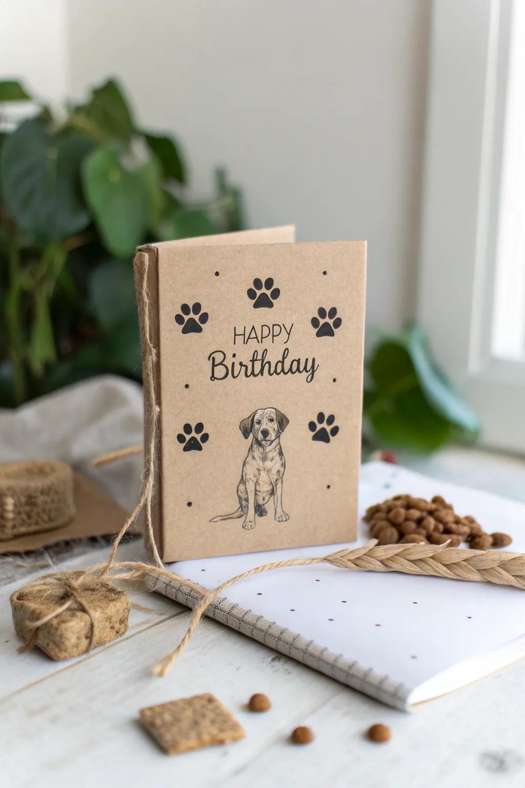 Celebrate sustainably with this charming, eco-friendly dog birthday card.