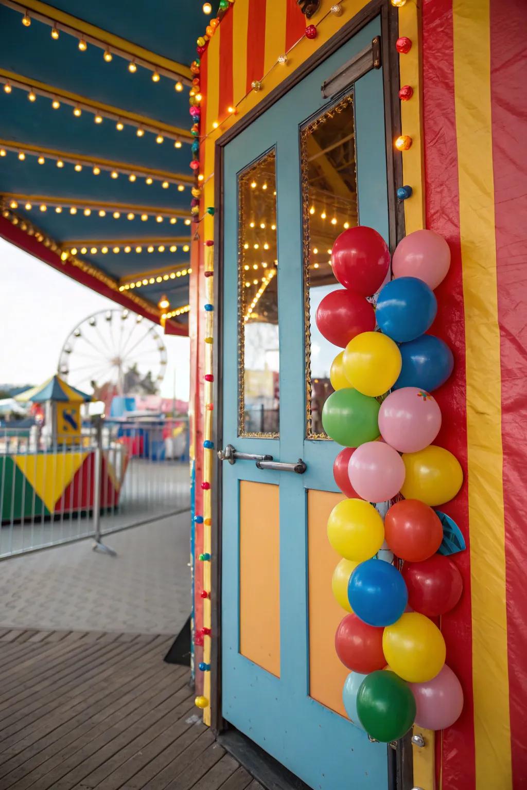 A playful carnival fun themed door.