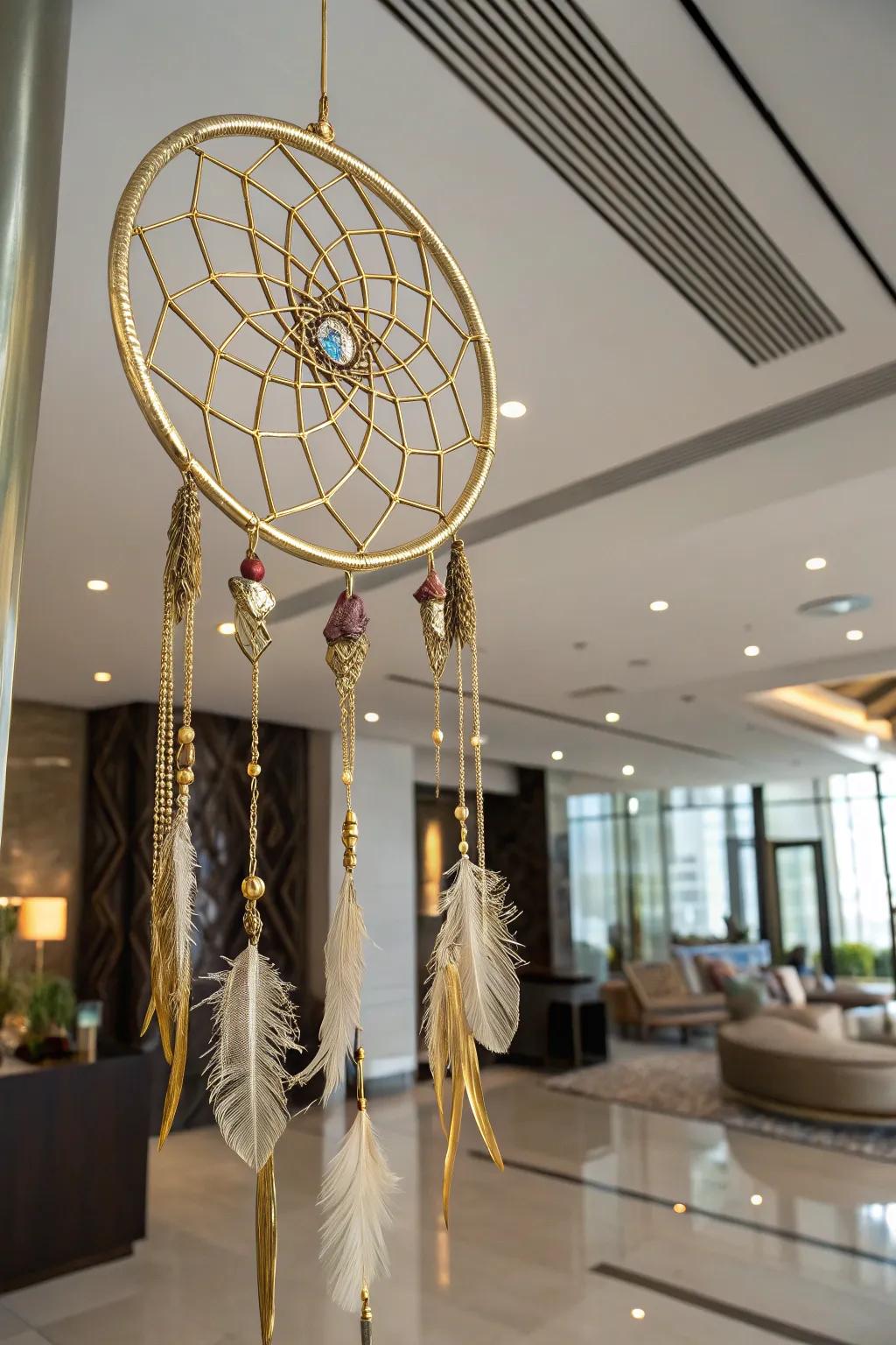 Bring a touch of glamour to your decor with this metallic glam dream catcher.