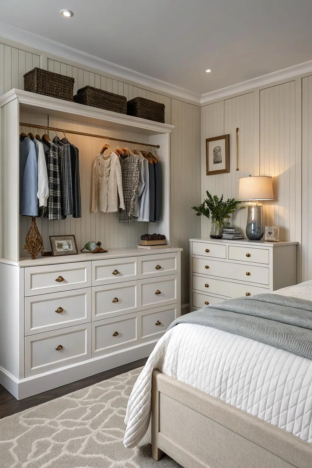 Panels add texture and a designer touch to a dresser.