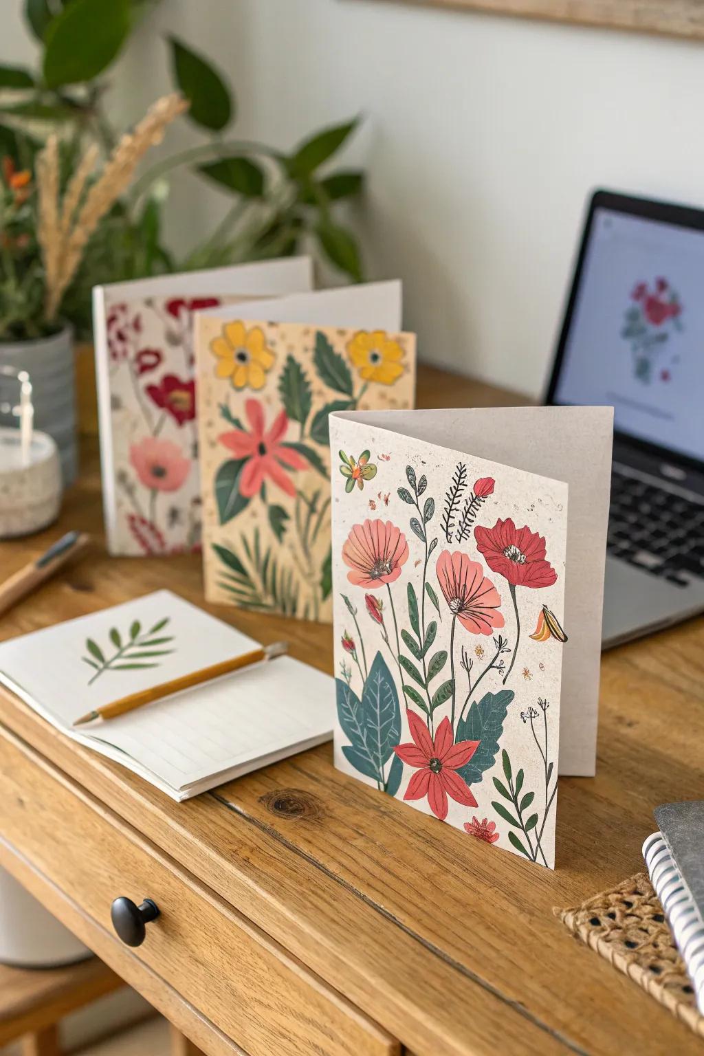 Innovative plantable greeting cards that transform into blooming flowers.