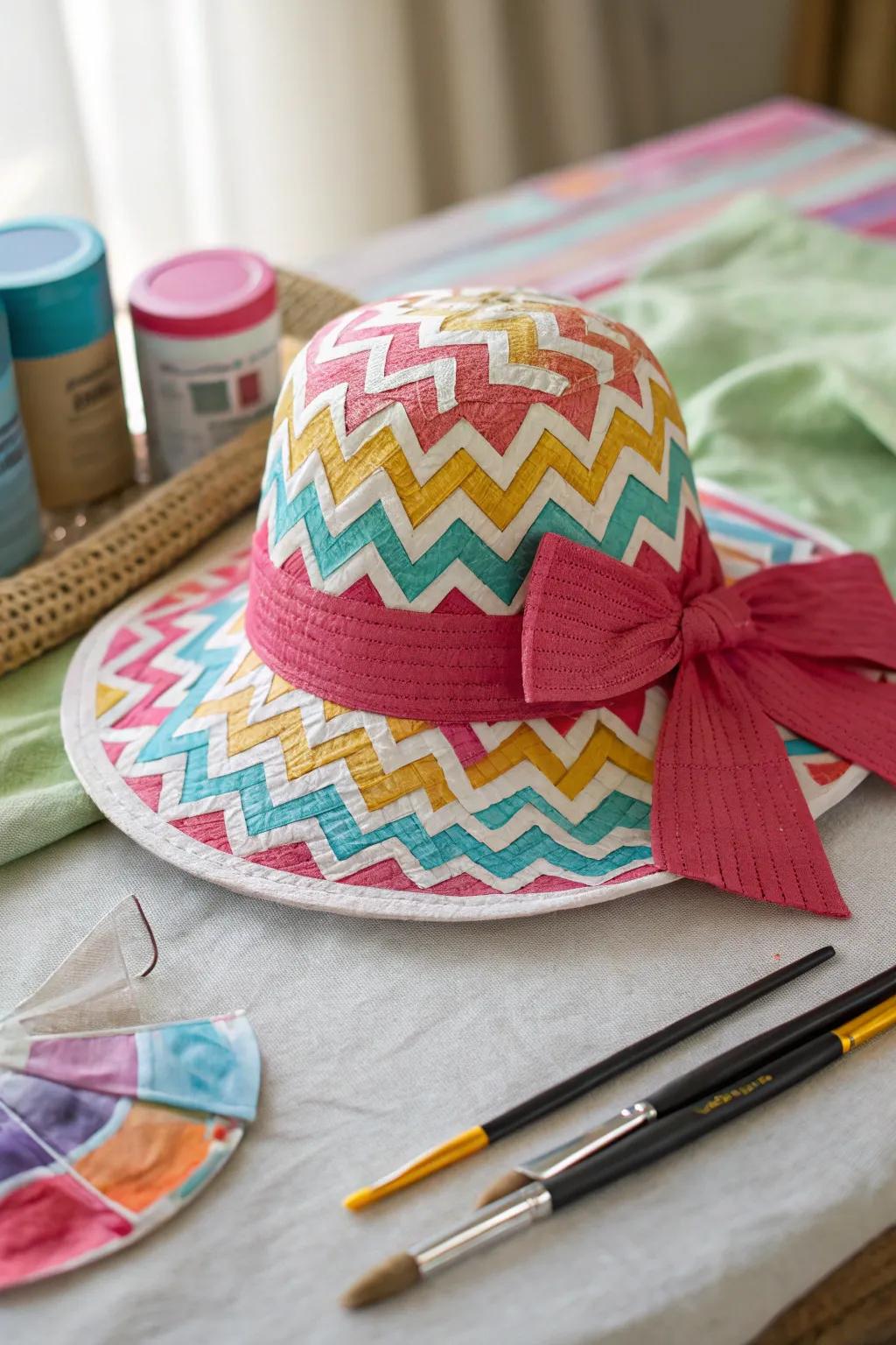 A chic chevron Easter bonnet that's stylish and modern.