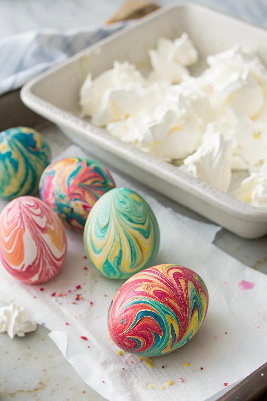 Marbleized eggs add a swirl of color to your Easter celebrations.