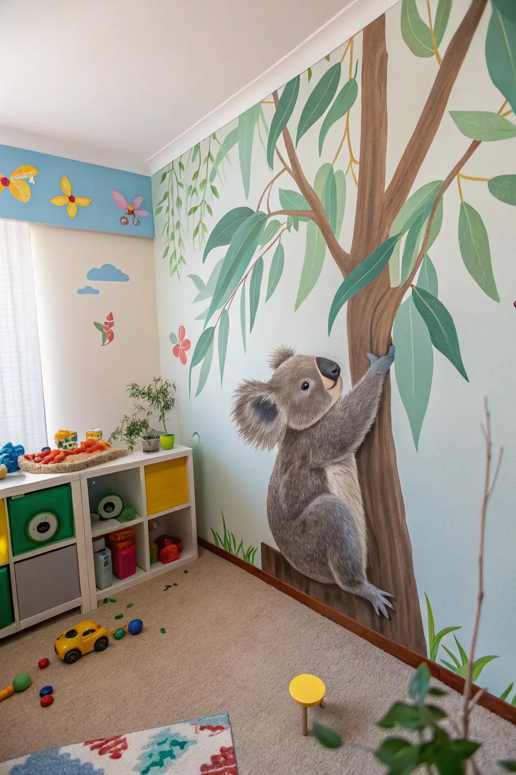 A curious koala painting that adds charm and fun to any space.