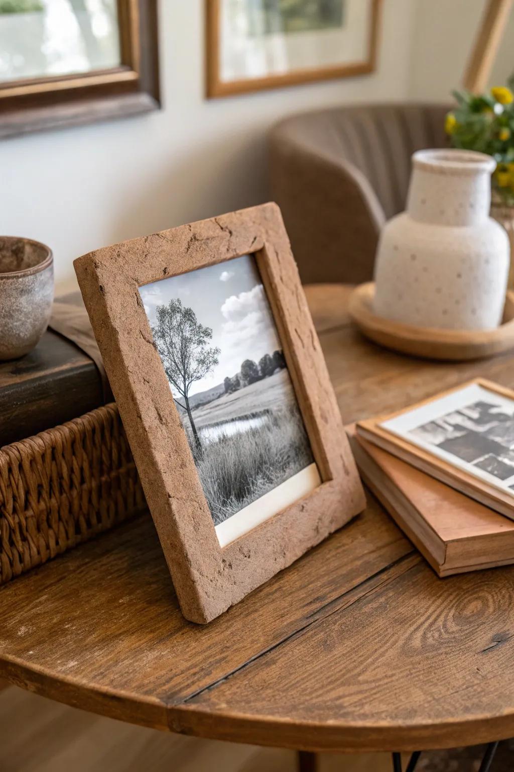 A handmade clay photo frame that showcases your cherished memories.