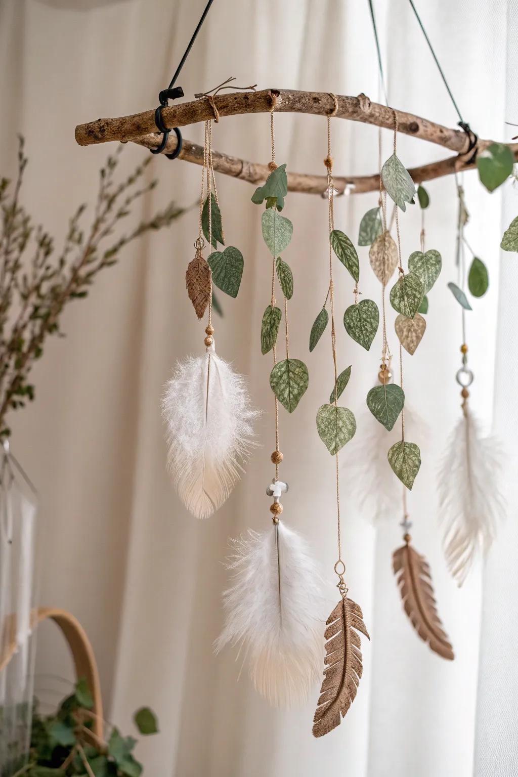Craft a touch of nature with your toddler: a simple and beautiful DIY mobile.