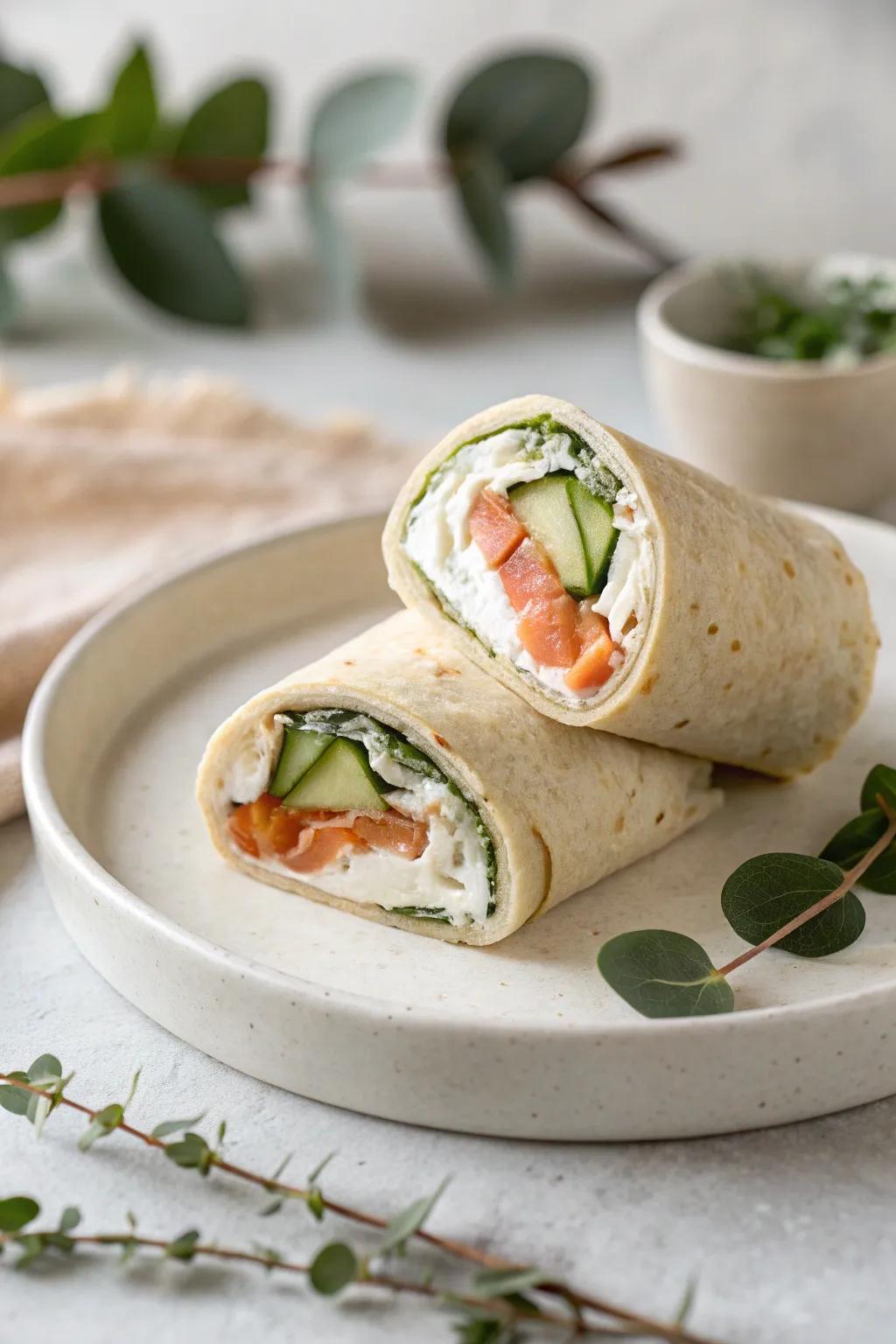 Savor the simplicity: A fresh take on sushi with tortilla twists.