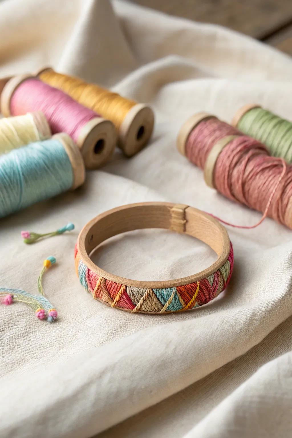 Discover the art of simplicity with these charming embroidery floss bracelets.