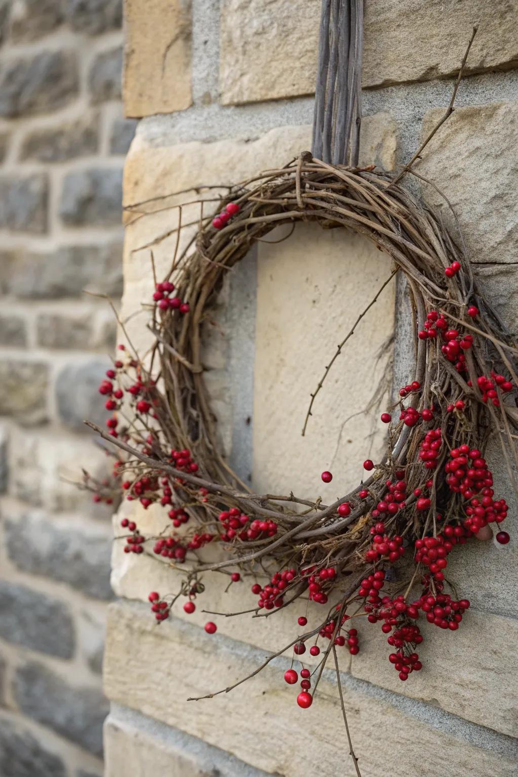 Berries and twigs create a simple and earthy wreath.