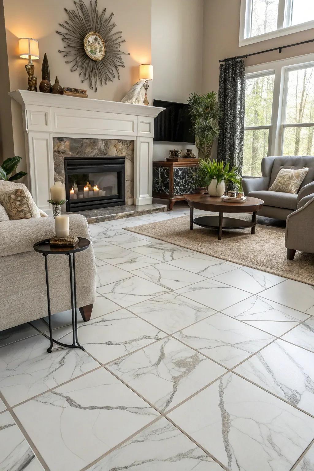 Porcelain tiles provide versatile and durable flooring options.