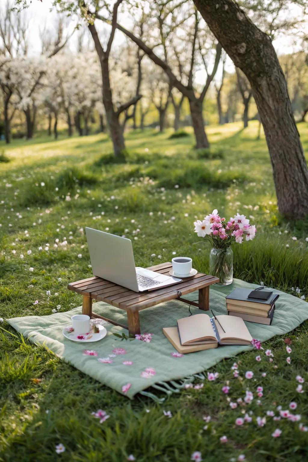 A portable floor desk that offers flexibility for working anywhere.