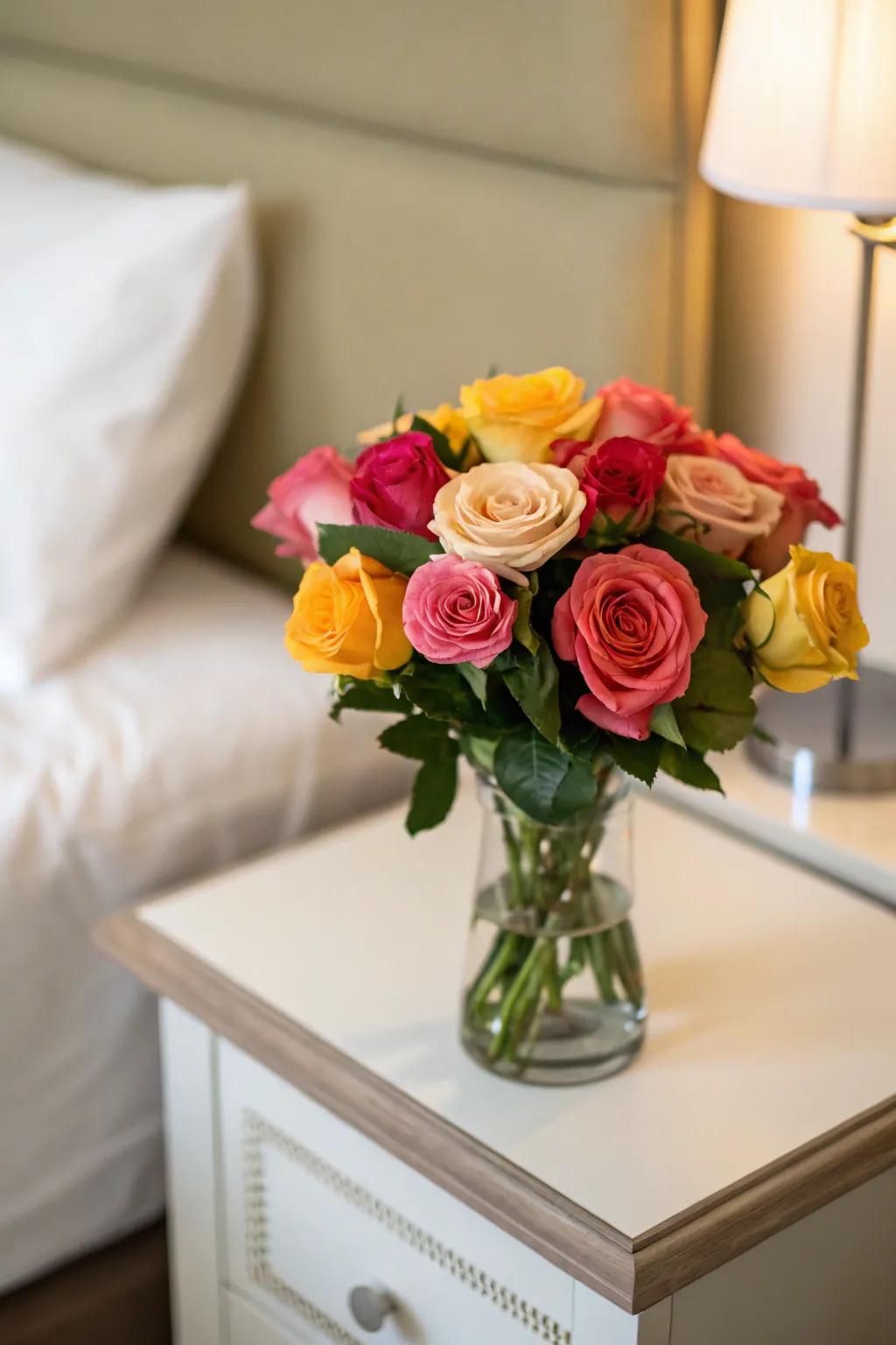 Simple and stunning floral arrangement with classic roses.