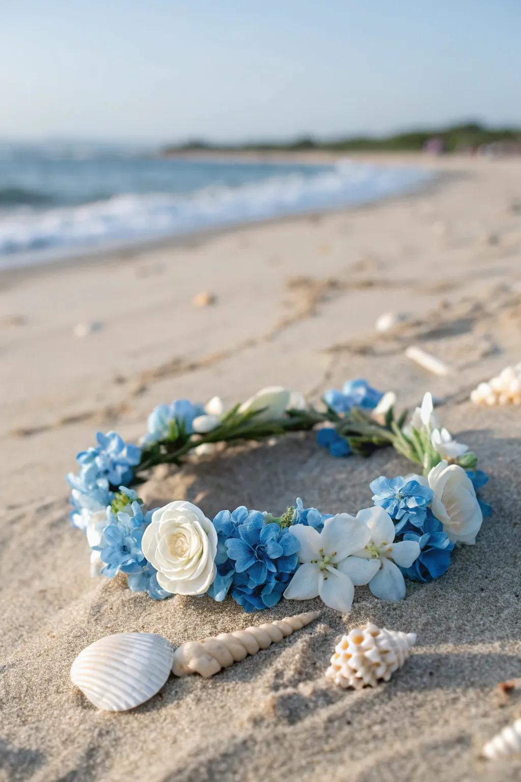 A seaside flower crown perfect for ocean views.