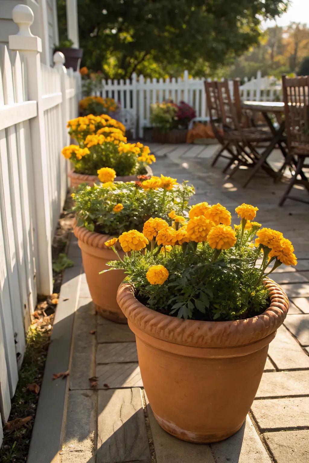 Marigolds add a warm, golden glow to your decor.