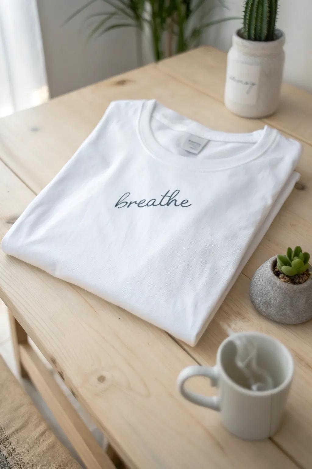 Embrace simplicity with our 'Breathe' tee – a perfect blend of minimalism and natural elegance.