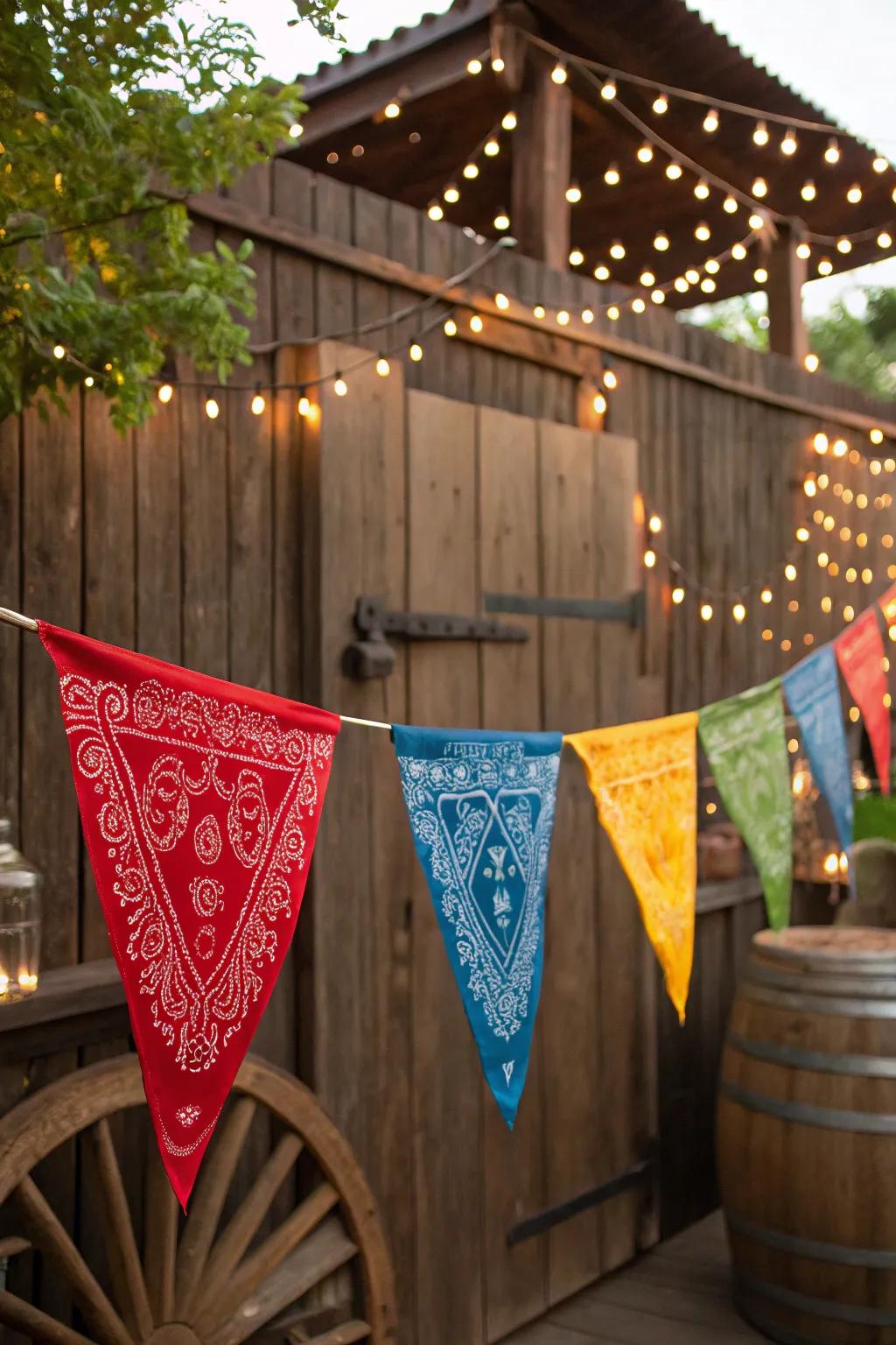 Add a pop of color with DIY bandana banners.