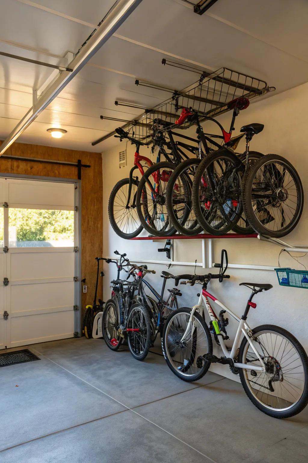 A bike rack ensures bikes are organized and easy to access.