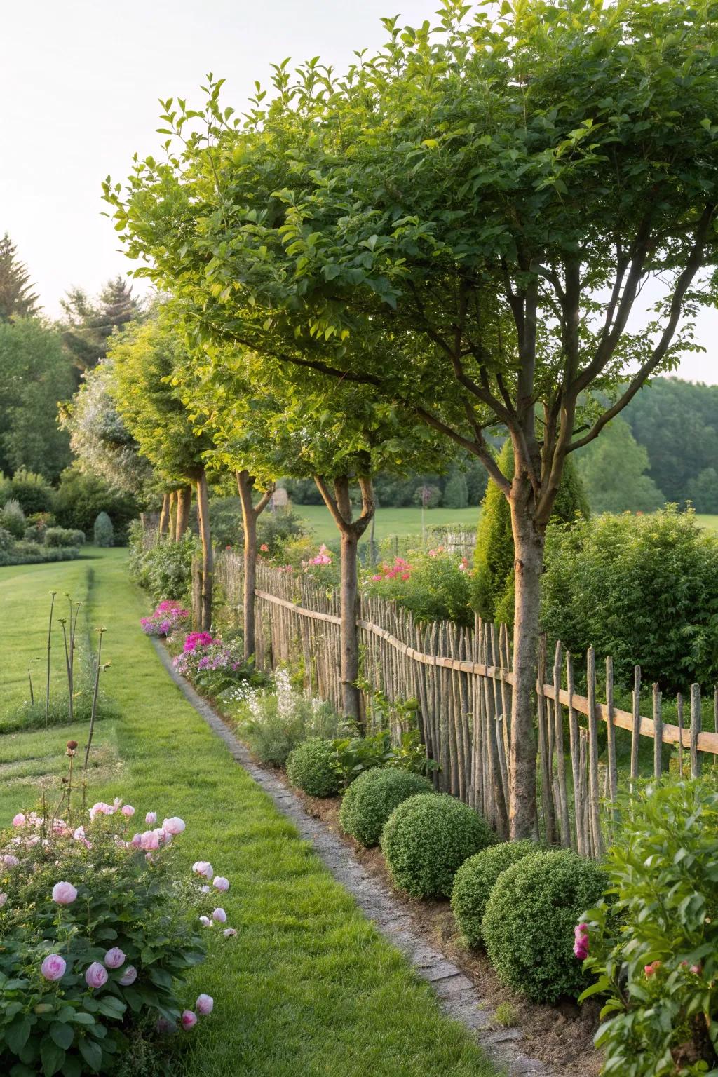 Blend with nature using trees and shrubs as a natural fence.