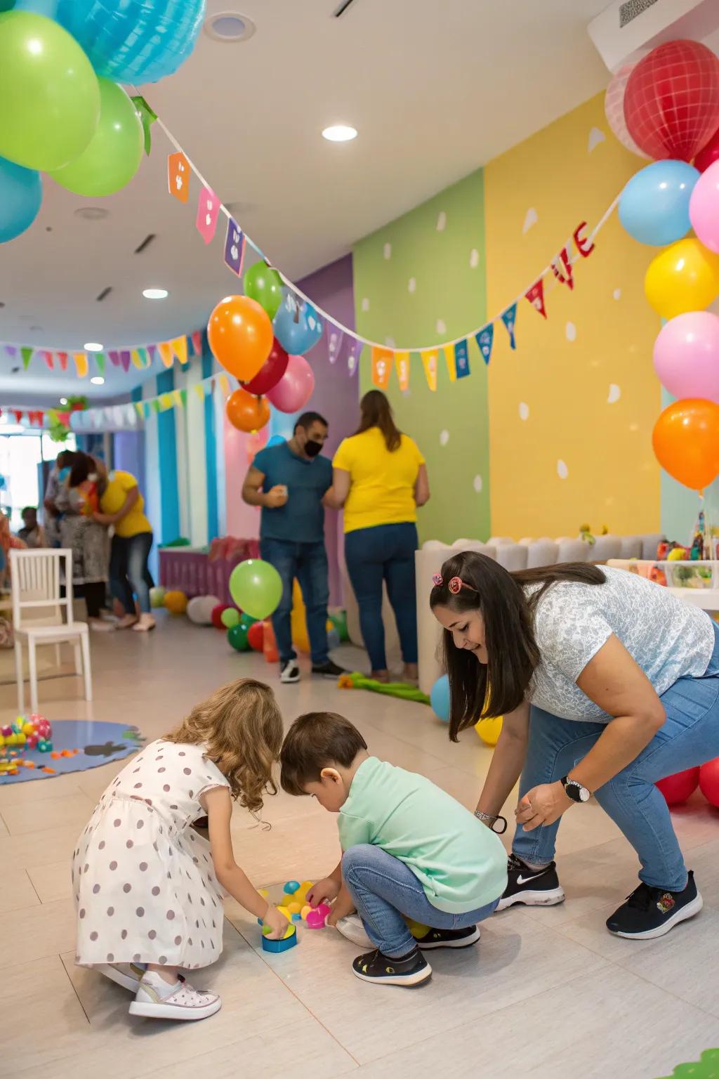 An exciting 'Pacifier Hunt' during a gender reveal party.