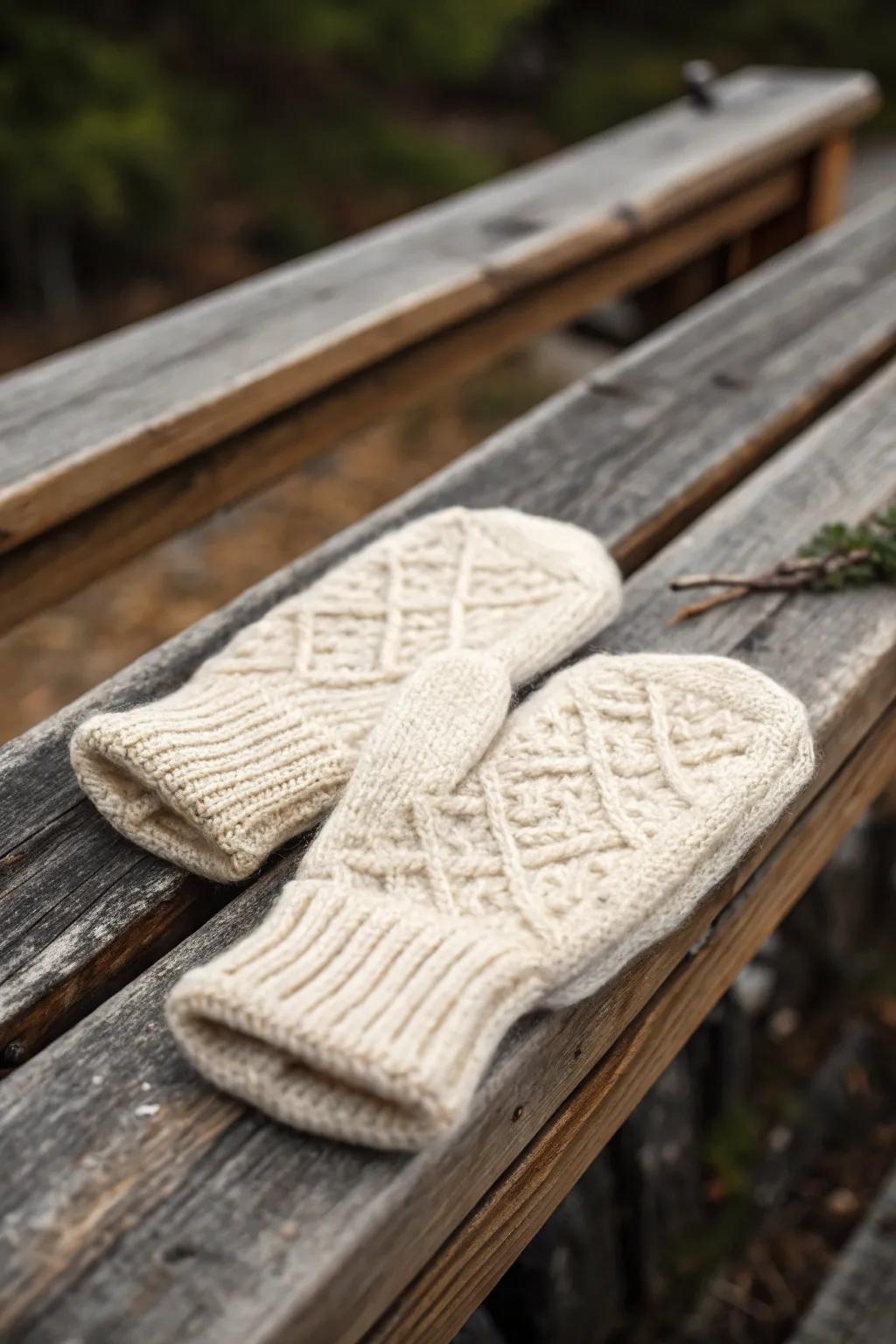 Knitted woolen mittens to keep your hands warm and stylish.