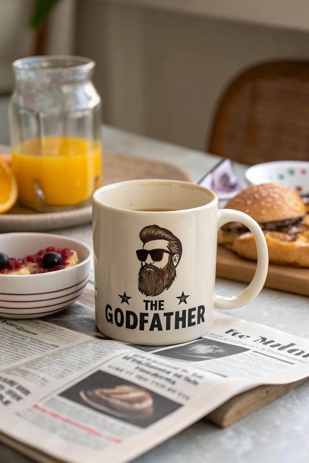 A humorous mug for the bearded godfather.