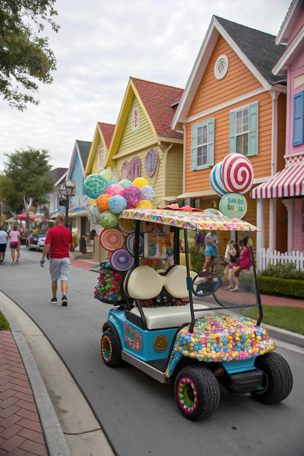 Turn your golf cart into a Candyland dream this Halloween.