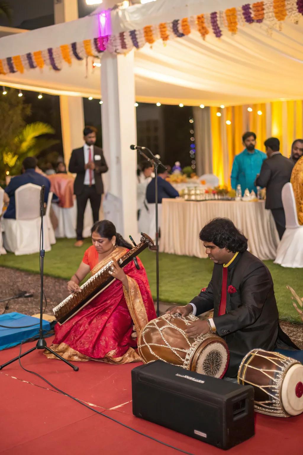 Traditional music setup enriching the function's ambiance.