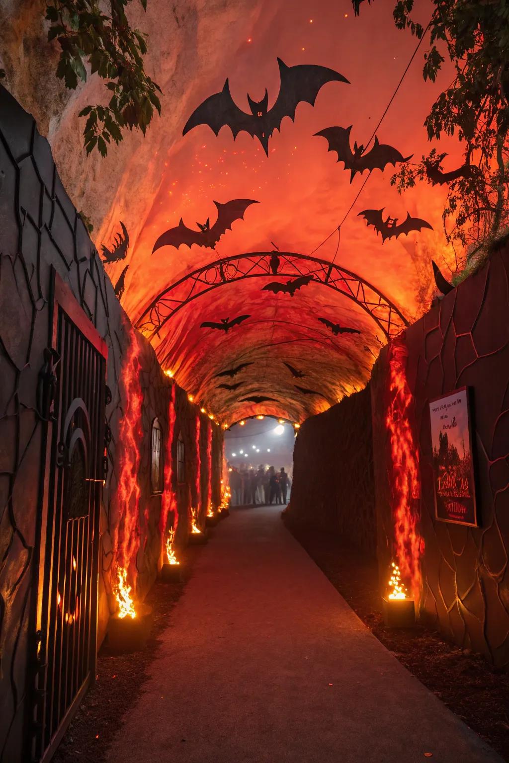 An underworld passage adds an epic and fiery touch to your Halloween decor.