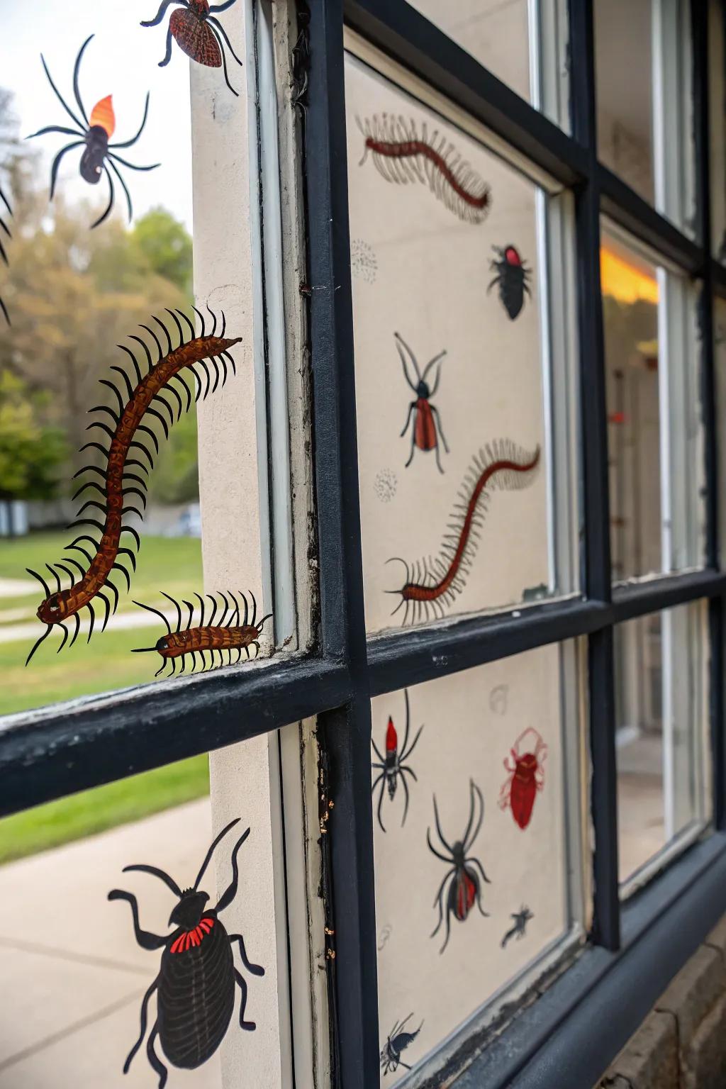 Add an unsettling twist with creepy crawlers on your windows.