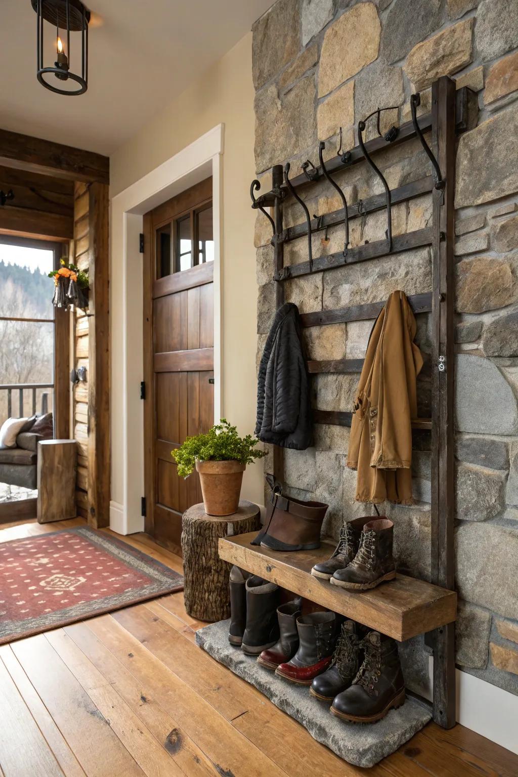 Keep boots organized and in shape with a wall-mounted rack.