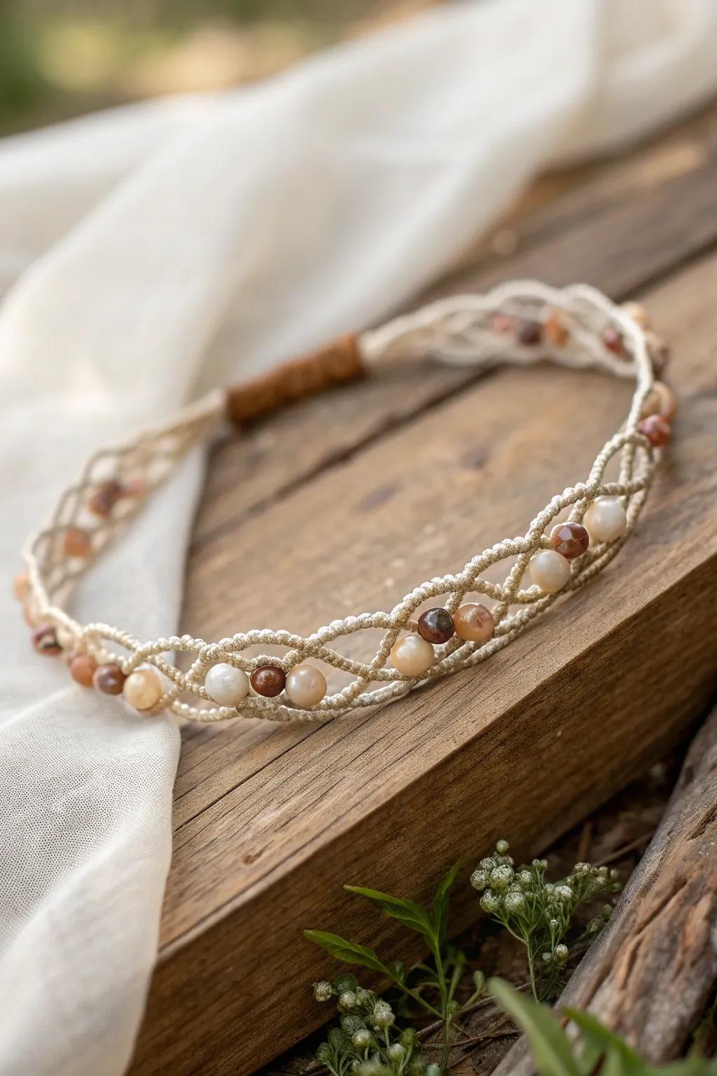 Embrace boho chic with this handcrafted beaded headband, where simplicity meets artistic elegance.