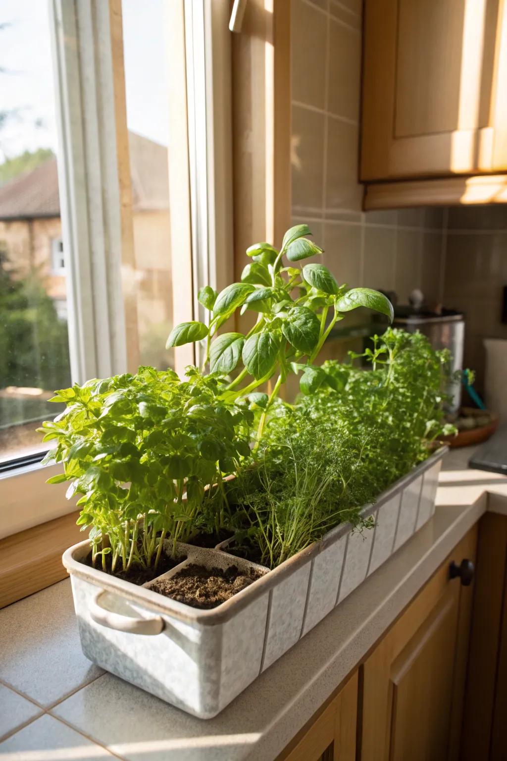 An indoor herb garden kit bringing fresh flavors to the kitchen.