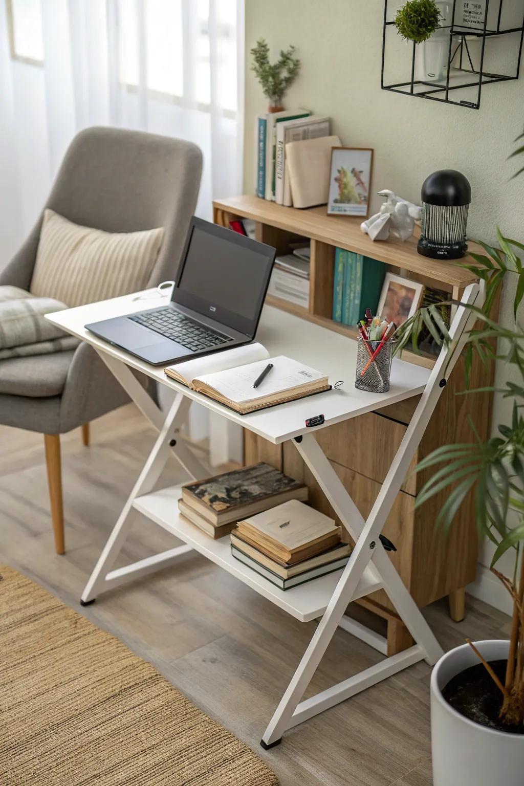 Space-saving desks are perfect for multi-purpose rooms.