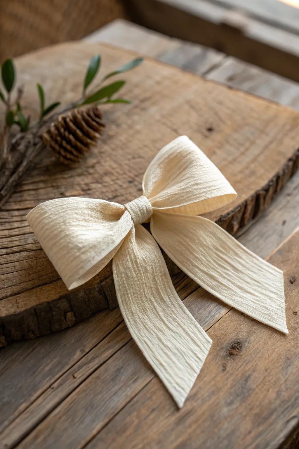 Craft elegance sustainably with an eco-friendly paper ribbon bow.