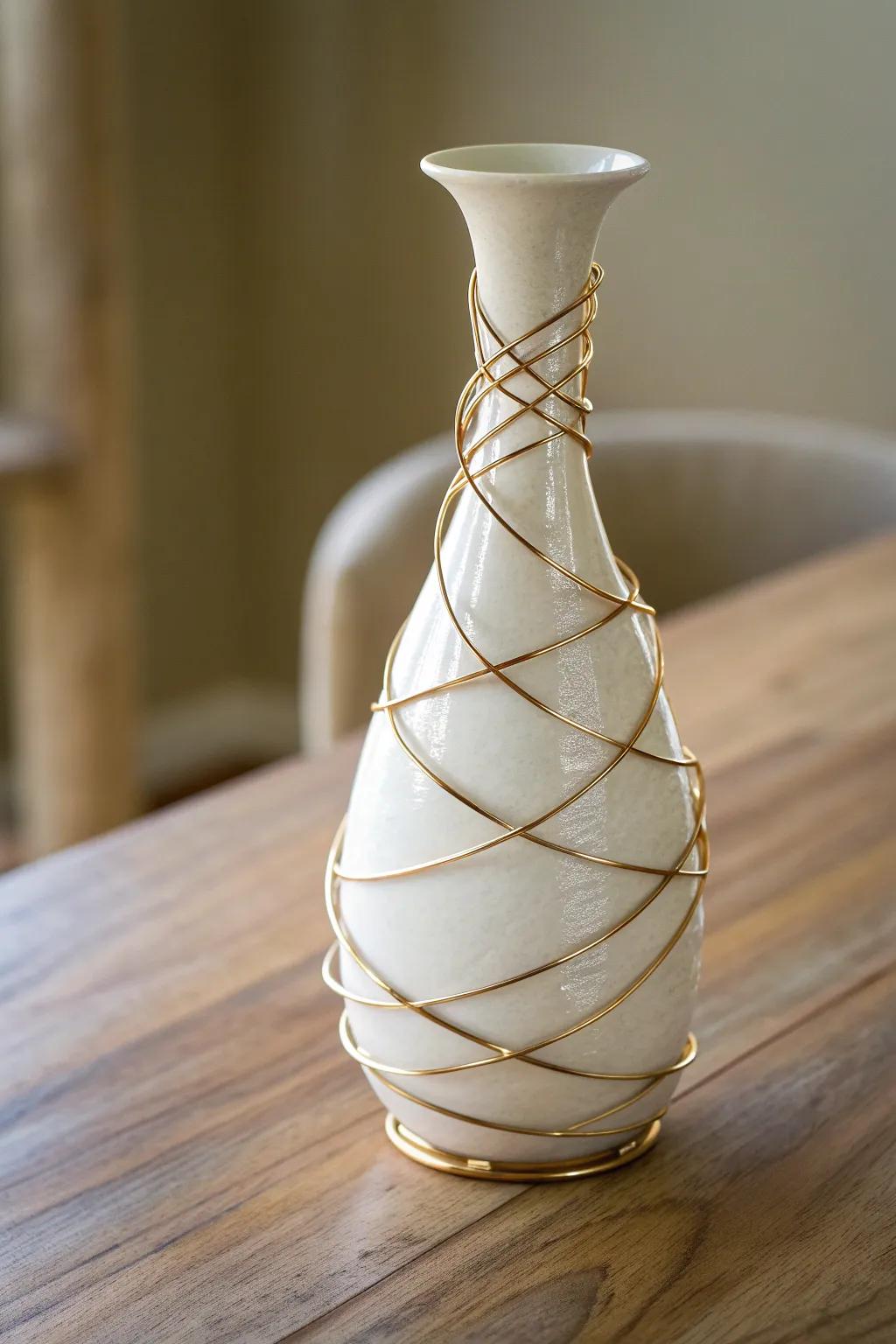 Elevate your space with a twist of metallic elegance. Discover how simple accents can transform a vase into a stunning centerpiece.