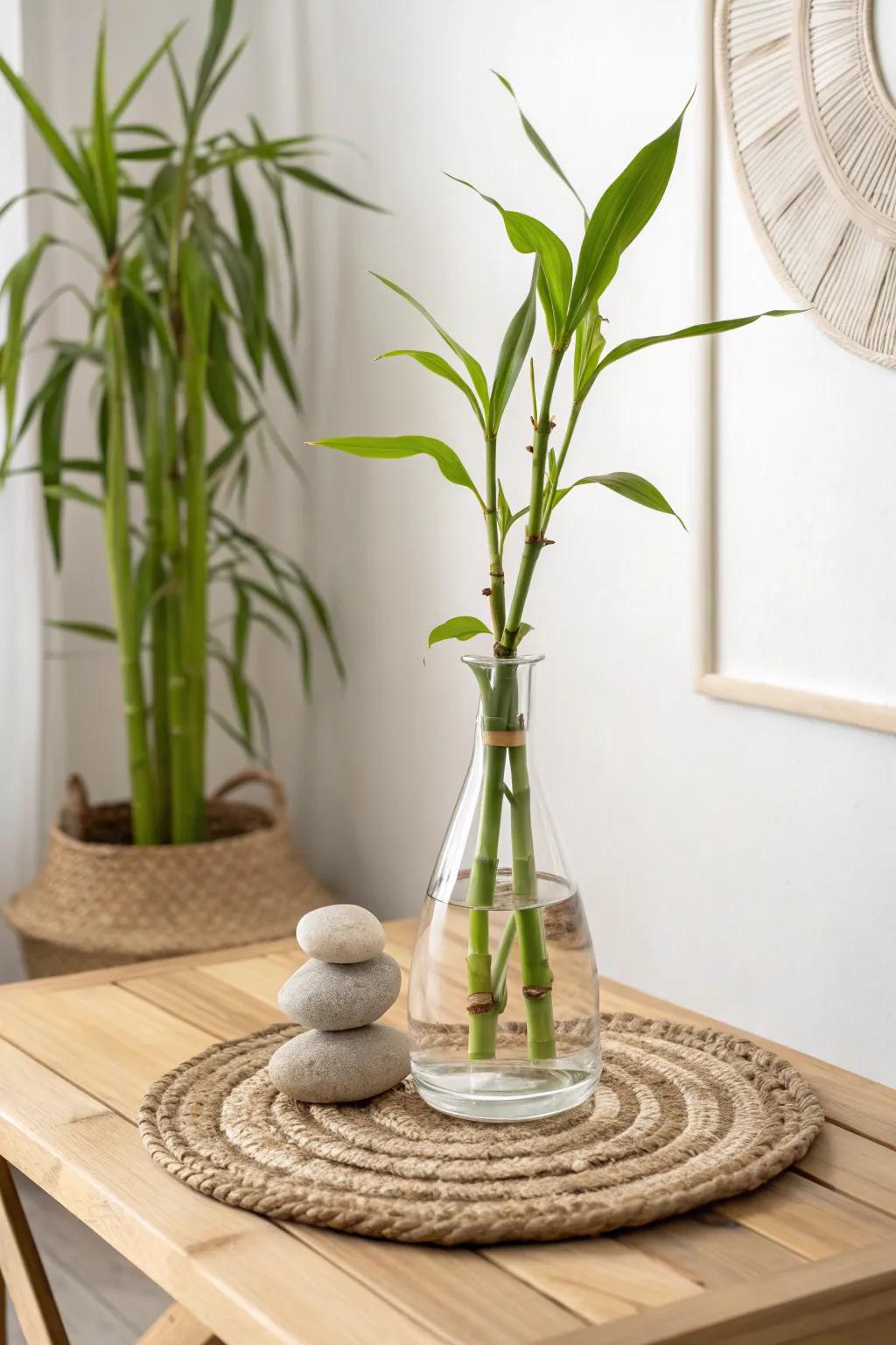 Bring serenity into your home with a simple yet elegant hydroponic bamboo garden.