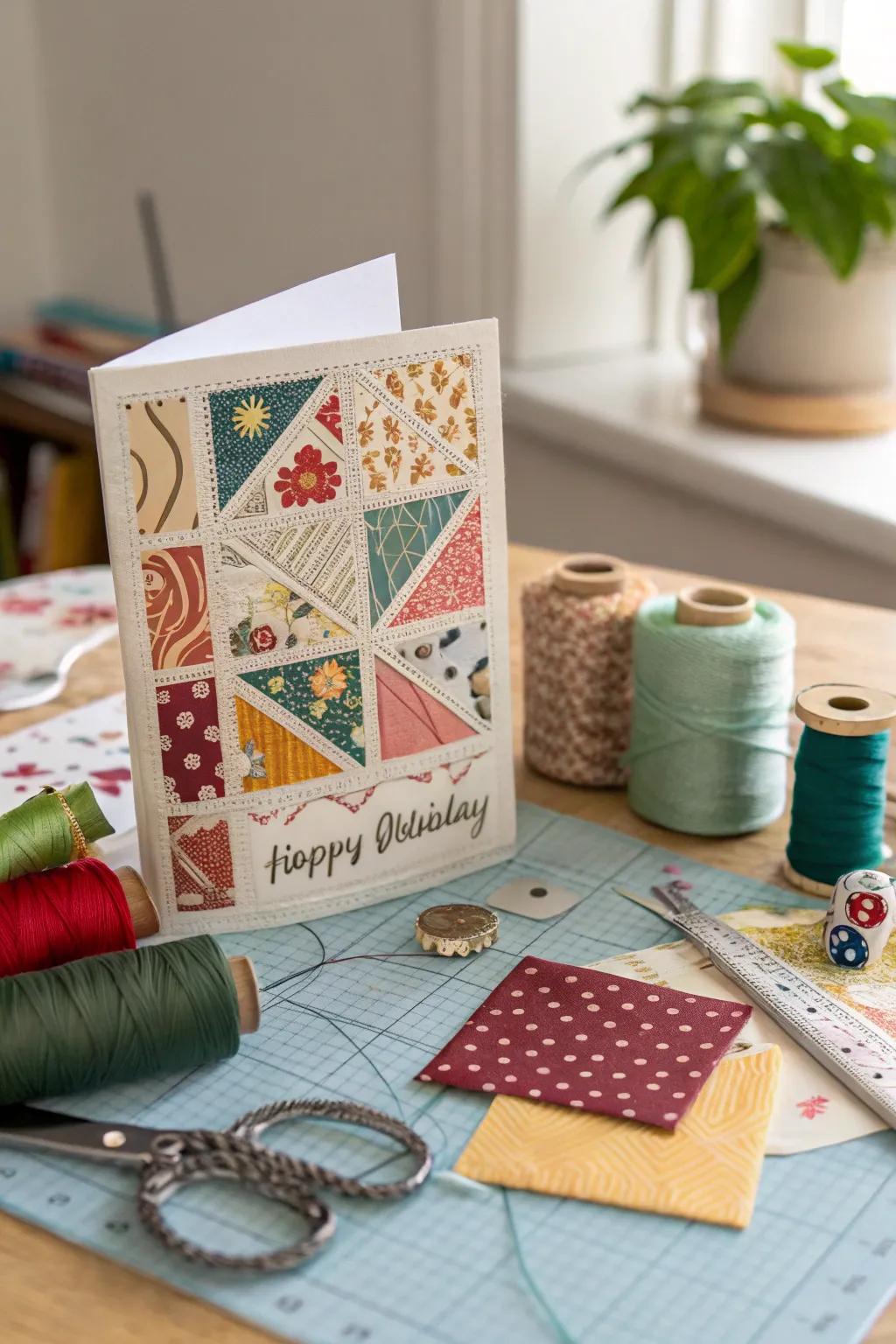 A unique fabric textured birthday card.